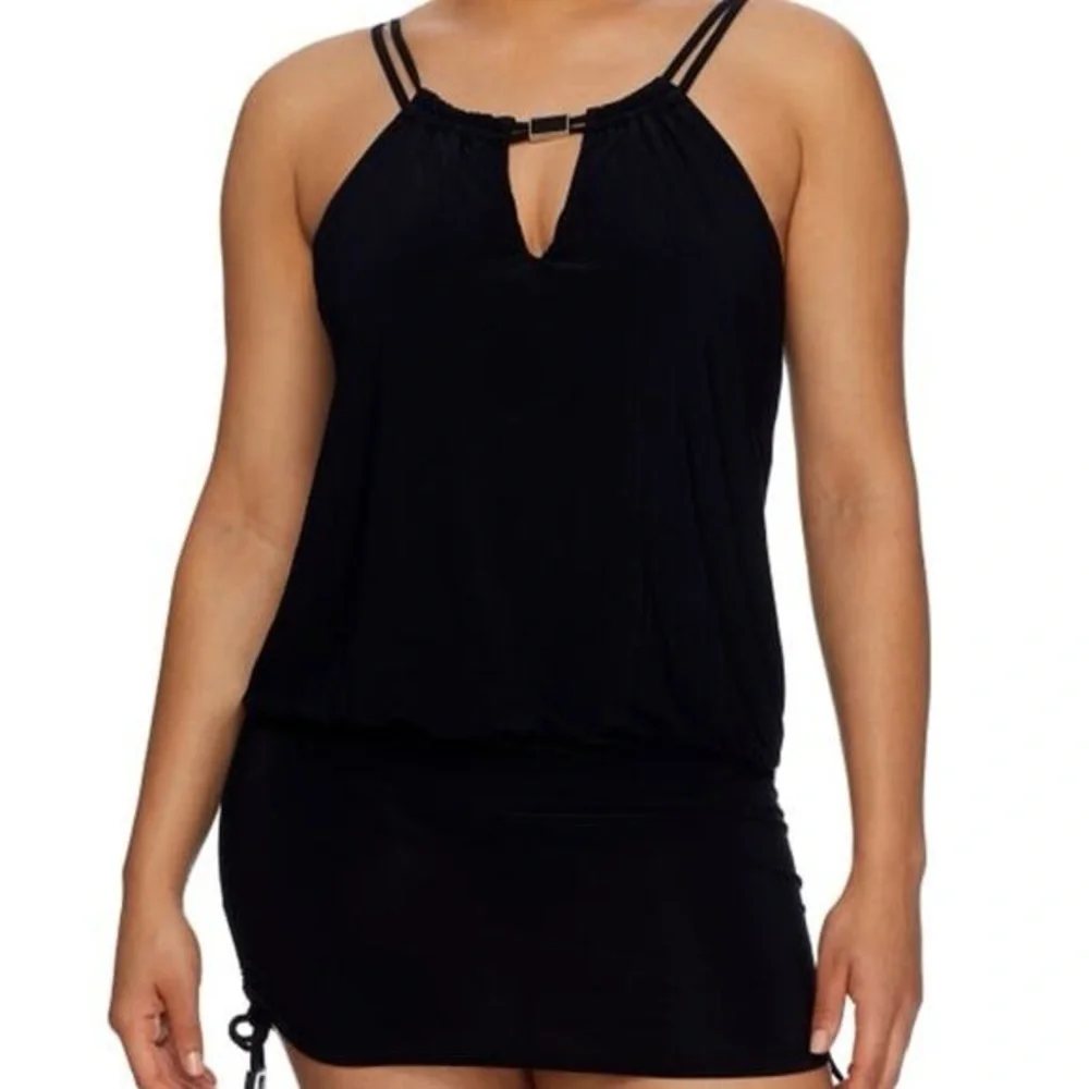 Magicsuit Susan Plus Size Black Double Strap Underwire Blouson Swimdress 3545 - Picture 1 of 12